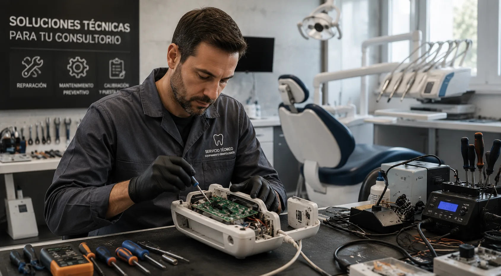 Técnico de laboratorio dental trabajando