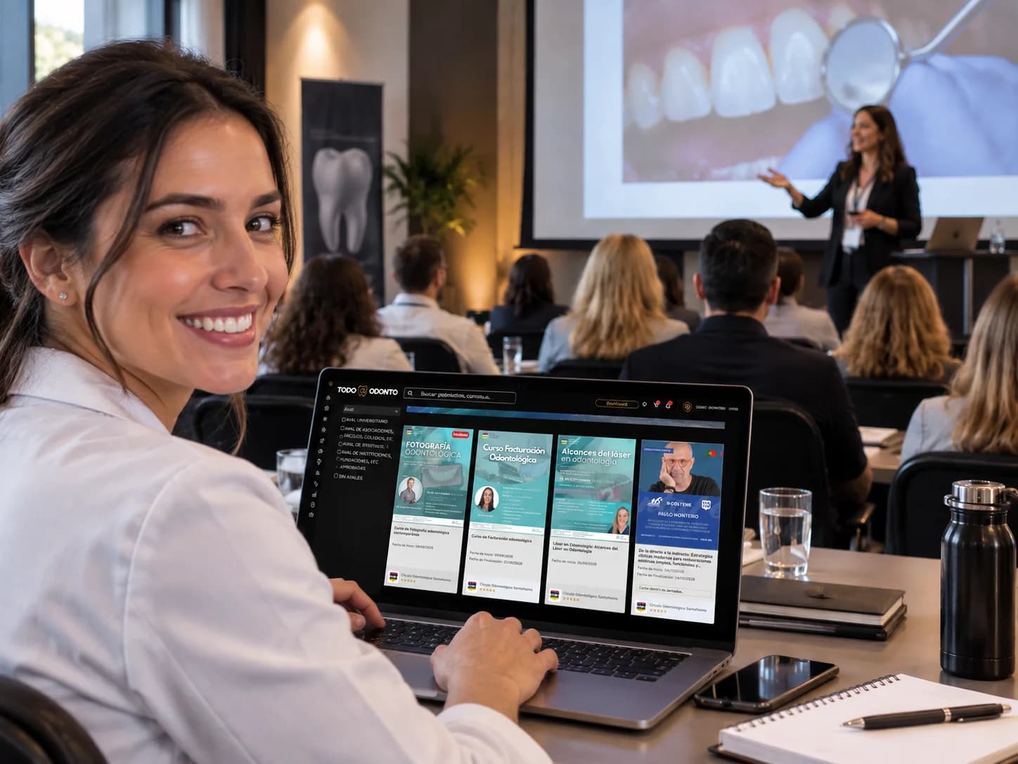Institución gestionando sus capacitaciones odontológicas en Todo-Odonto durante una jornada