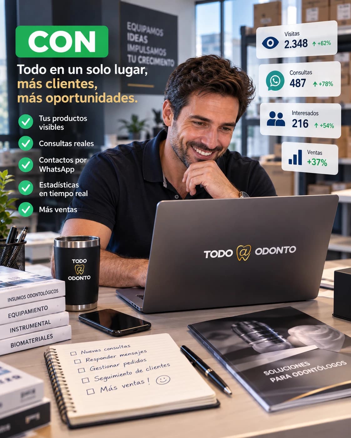 Proveedor viendo sus productos activados y sus consultas ordenadas en Todo-Odonto